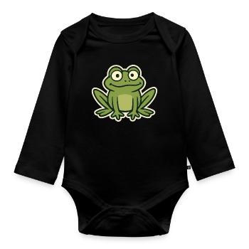 Grenouille - Body Bébé bio manches longues - noir - Devant