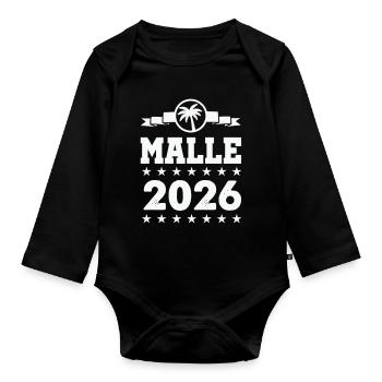 Mallorca 2026 Palmen  - Baby Bio-Langarm-Body - Schwarz - Vorne