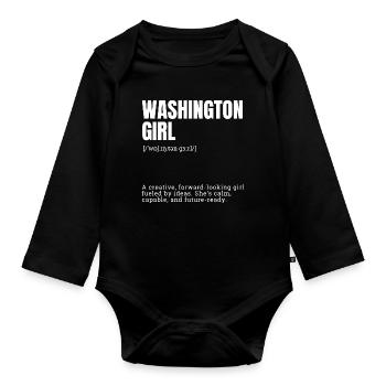 Portrait de la fille Washington Typographe - Body Bébé bio manches longues - noir - Devant