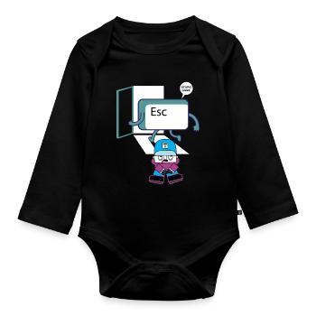 Escape Key Hero Retro Gamer Tastenkappe - Baby Bio-Langarm-Body - Schwarz - Vorne