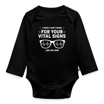 Humor Radiologist Vision X-Ray Vital Signs - Organic Longsleeve Baby Bodysuit - black - Front