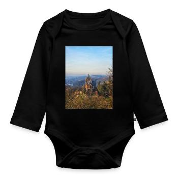 Le château de Drachenburg sur la pente au jour du soir - Body Bébé bio manches longues - noir - Devant