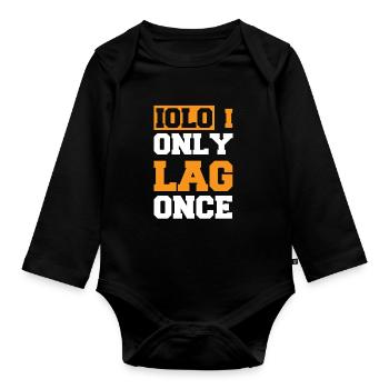 YOLO Je ne lâche qu’une fois Citation du joueur Citation du design - Body Bébé bio manches longues - noir - Devant