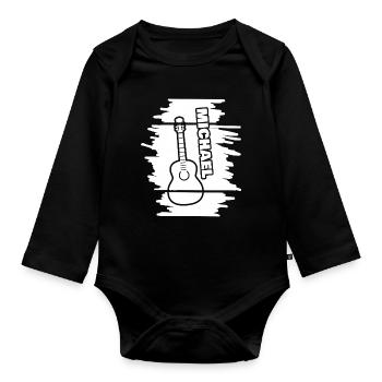 Michael jouant de la guitare - Body Bébé bio manches longues - noir - Devant