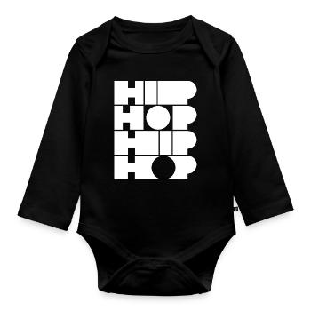 Fettgedruckte Block-Hip-Hop-Typografie - Baby Bio-Langarm-Body - Schwarz - Vorne