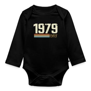 Février 1979 - Février 1979 Anniversaire 1979 - Body Bébé bio manches longues - noir - Devant