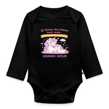 I was doing stupid things on my own - Organic Longsleeve Baby Bodysuit - black - Front