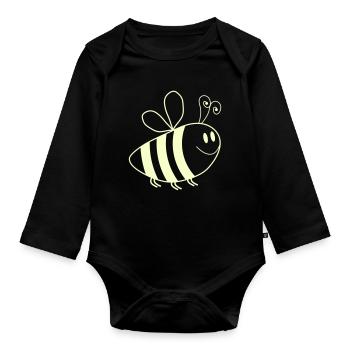 Motif des abeilles souriantes - Body Bébé bio manches longues - noir - Devant