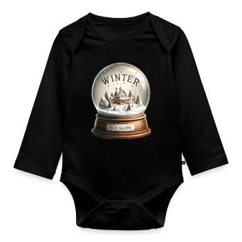 Winter Magic Snow Globe Village - Organic Longsleeve Baby Bodysuit - black - Front