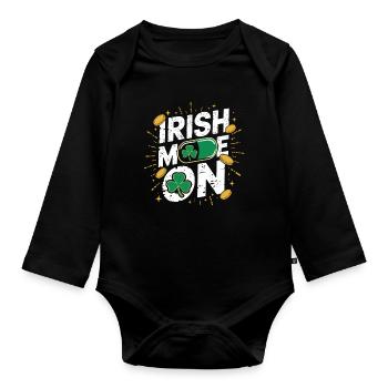 Irish Mom Shamrock Gold Fiesta - Baby Bio-Langarm-Body - Schwarz - Vorne