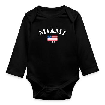 Miami, États-Unis - Body Bébé bio manches longues - noir - Devant