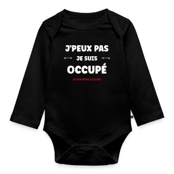 Ich kann nicht, ich bin beschäftigt - Baby Bio-Langarm-Body - Schwarz - Vorne