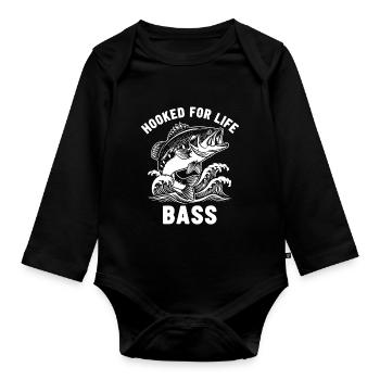 Passion Fishing River White Bar - Organic Longsleeve Baby Bodysuit - black - Front