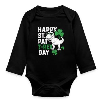 St Patrick's Rex Day Tee - Baby Bio-Langarm-Body - Schwarz - Vorne