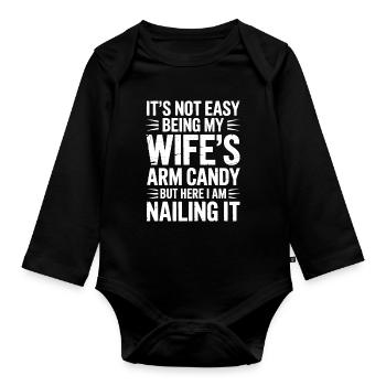 Wife Sayings Wives Funny Wife Gift - Organic Longsleeve Baby Bodysuit - black - Front