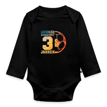 3rd Birthday 3 Years Young Kids Football - Organic Longsleeve Baby Bodysuit - black - Front