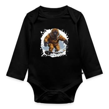 Mastiff Dog Snowboard - Organic Longsleeve Baby Bodysuit - black - Front
