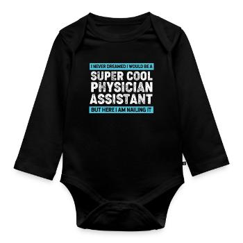 Arzthelferin Physician Assistant Pflege MFA PA - Baby Bio-Langarm-Body - Schwarz - Vorne