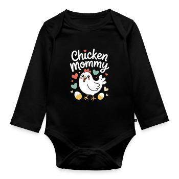 Poulet Maman Poulets Maman Maman Femme de fermier Fête des Mères Poulet pour la fête des mères - Body Bébé bio manches longues - noir - Devant