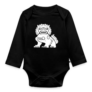 Lion chinois - Body Bébé bio manches longues - noir - Devant