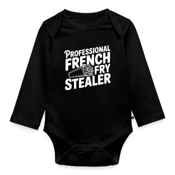 Professional French Fry Stealer - Organic Longsleeve Baby Bodysuit - black - Front