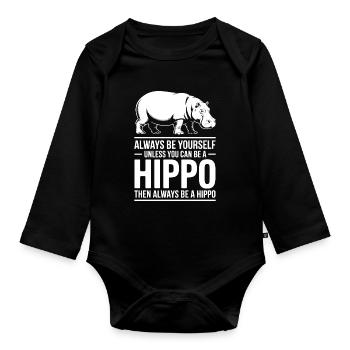 Hippopotamus Sayings Hippopotamus Joke Hippopotamus Gift - Organic Longsleeve Baby Bodysuit - black - Front