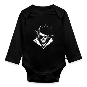 Piraten Totenkopf mit Augenklappe – Urban Skull - Baby Bio-Langarm-Body - Schwarz - Vorne
