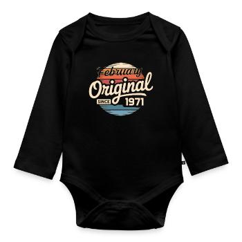 February 1971 Birthday present February 1971 - Organic Longsleeve Baby Bodysuit - black - Front