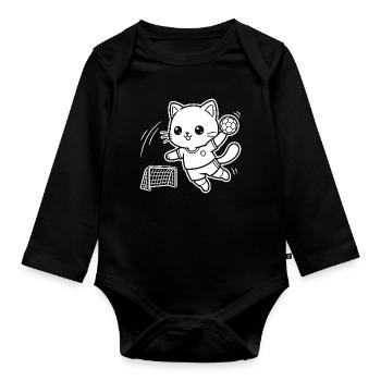Joueur de handball Kawaii Cat - Body Bébé bio manches longues - noir - Devant