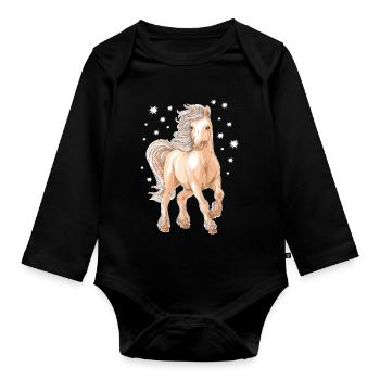 Cheval Poney - Body Bébé bio manches longues - noir - Devant