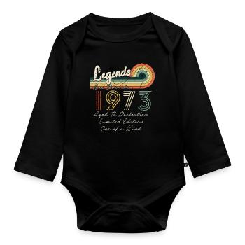 1973 les légendes sont nées en 1973 | vintage !! - Body Bébé bio manches longues - noir - Devant