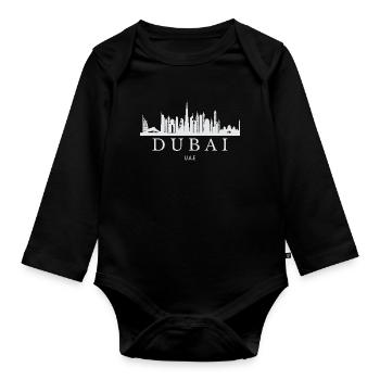 Dubai Skyline, Dubai United Arab Emirates - Organic Longsleeve Baby Bodysuit - black - Front