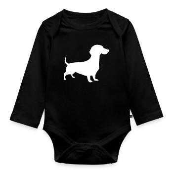 Dachshund Hunde Design Geschenk Dackelbesitzer - Baby Bio-Langarm-Body - Schwarz - Vorne