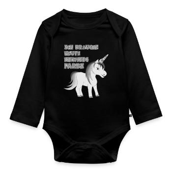 Licorne : J’ai besoin d’un peu de couleur aujourd’hui - Body Bébé bio manches longues - noir - Devant