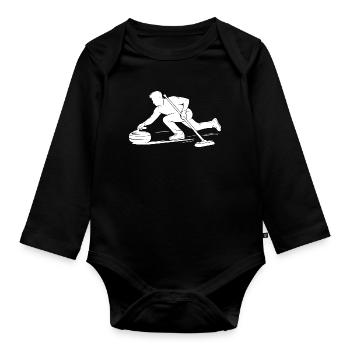 Joueurs de curling Sports d’hiver Curling - Body Bébé bio manches longues - noir - Devant