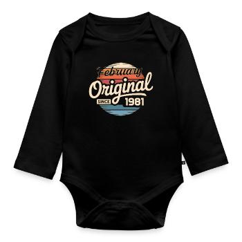 February 1981 Birthday present February 1981 - Organic Longsleeve Baby Bodysuit - black - Front