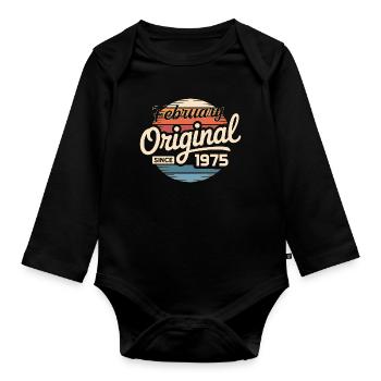 February 1975 Birthday present February 1975 - Organic Longsleeve Baby Bodysuit - black - Front