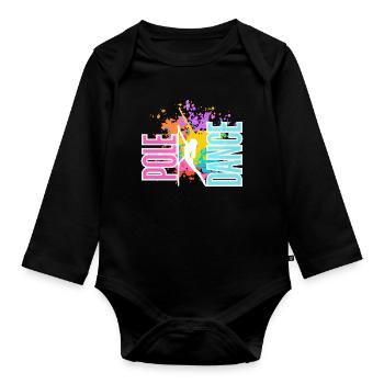 Pole Dance Splash Neon Farben - Baby Bio-Langarm-Body - Schwarz - Vorne