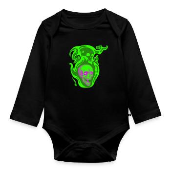 nebula skull - Organic Longsleeve Baby Bodysuit - black - Front