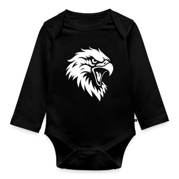 Angry Eagle Head – Tattoo Style - Organic Longsleeve Baby Bodysuit - black - Front