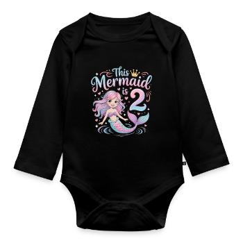 Meerjungfrau 2. Geburtstag 2 Jahre - Baby Bio-Langarm-Body - Schwarz - Vorne