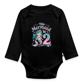 Meerjungfrau 2. Geburtstag 2 Jahre - Baby Bio-Langarm-Body - Schwarz - Vorne