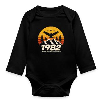 1982 anniversaire 1982 né en 1982 anniversaire - Body Bébé bio manches longues - noir - Devant