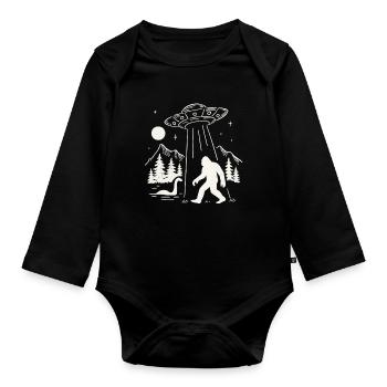 Vaisseau OVNI Sasquatch d’abduction extraterrestre Bigfoot - Body Bébé bio manches longues - noir - Devant
