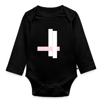 Tours blanches avec ruban rose - Body Bébé bio manches longues - noir - Devant