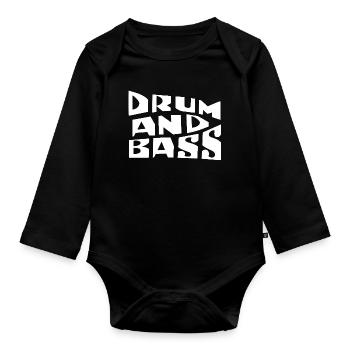 Drum and Bass Fette Typografie - Baby Bio-Langarm-Body - Schwarz - Vorne
