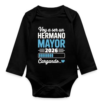I'm going to be a big brother in 2026 - Organic Longsleeve Baby Bodysuit - black - Front