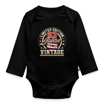 Cassette vintage du 23e anniversaire - Body Bébé bio manches longues - noir - Devant