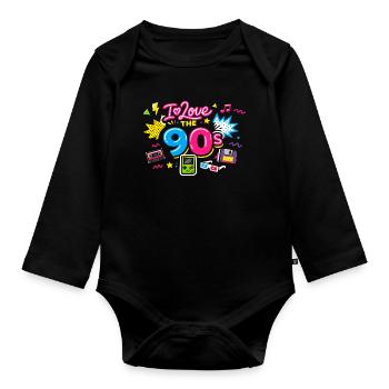 nineties - Organic Longsleeve Baby Bodysuit - black - Front