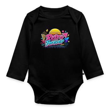 Retro Forever Neon 80s Vibe - Organic Longsleeve Baby Bodysuit - black - Front